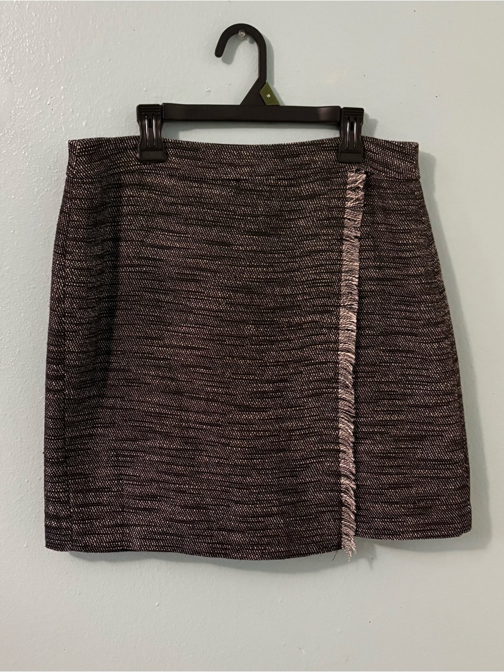 LOFT Woven Fringe Trim Mini Skirt - Black and white